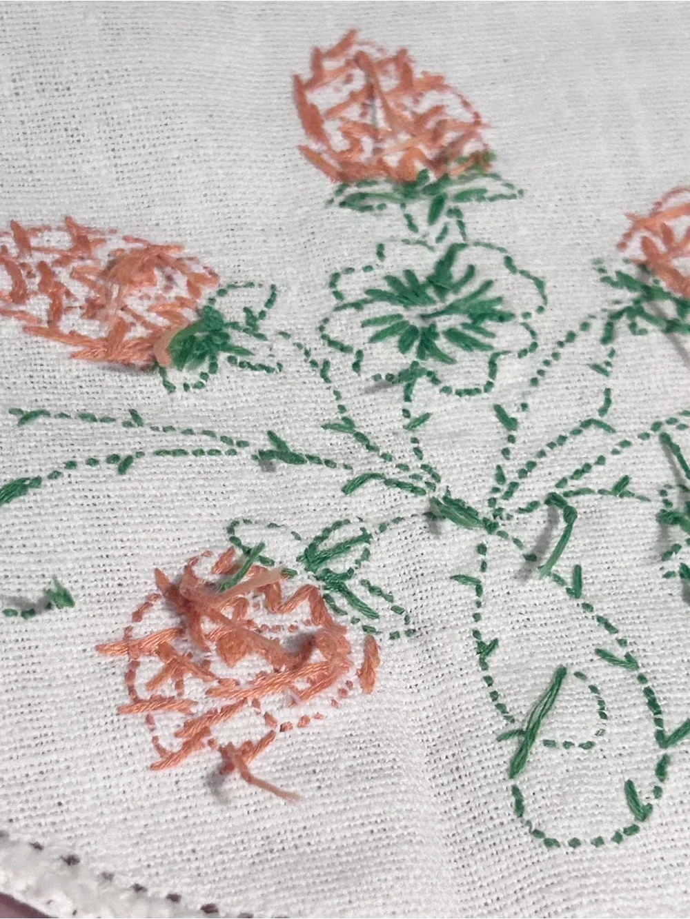 Vintage Embroidered Antimacassar Piece Berries Ivory 15.5